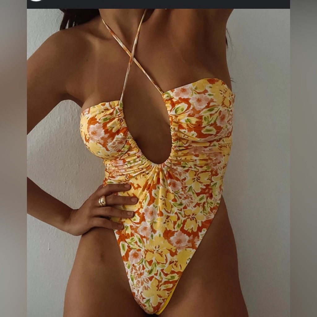 Nwt Princess Polly Floral Yellow One Piece Swimsuit Size 4